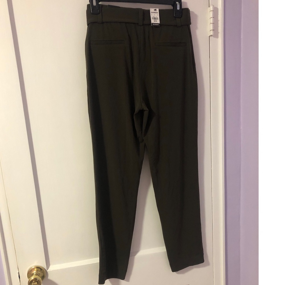 Express Mid Rise Jersey Sash Pant- Olive Green - Picture 2 of 3